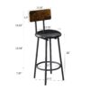 Soft Bag Bar Stool And Dining Table 3 Piece Set, Bar Chair With Backrest, Counter Bar Table, Small Square Table, Suitable For Kitchen - Antique Brown / Black - Image 6