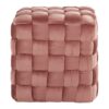 Square Braided Ottoman - Blush Pink - Image 2