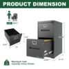 Premium Metal 2 Drawer File Cabinet With Lock For A4 Legal / Letter Size Documents, Steel - Black - Image 3