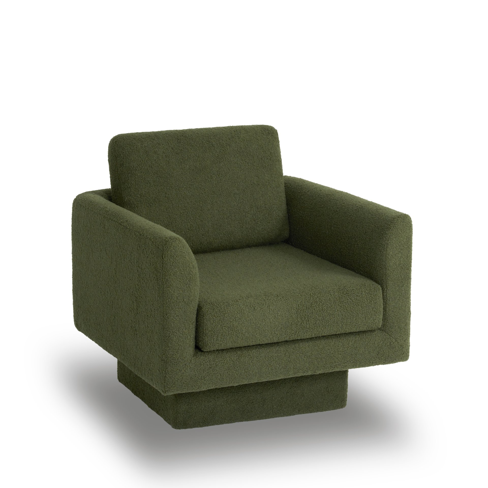 360° Modern Swivel Accent Chair Round Armchair, Thick Padded Single Lounge Sofa Upholstered Comfy - Green - Image 10