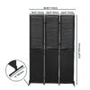 Rustic 3 Panel Room Divider 6Ft Wood Folding Privacy Screen With Metal Frame And Louver Design - Black - Image 3