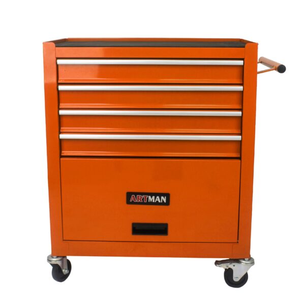4 Drawers Multifunctional Tool Cart With Wheels - Orange