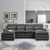 Modern U-Shaped Sectional Sofa With Waist Pillows, 6 Seat Upholstered Symmetrical Sofa Furniture, Sleeper Sofa Couch With Chaise Lounge - Gray - Image 13