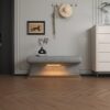 ModernLeather Upholstered Entryway Bench With LED Sensor Light Ottoman For Living Room, Or End Of Bed - Gray - Image 9