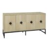 Carved 4 Door Sideboard, Sideboard Buffet Cabinet With Storage, Modern Coffee Bar Cabinet With Adjustable Shelf For Living Room - Natural - Image 8