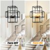 4 Light Metal Lantern Tiered Pendant Hanging Light Fixtures, Industrial Farmhouse Adjustable Height Chandeliers For Dining Room Hallway Foyer Entryway (E12 Bulbs Not Included) - Matte Black - Image 2