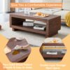 Modern Minimalist Rectangular Coffee Table Measuring Embodies The Simple Charm Of Mid Century Aesthetics, Adding A Touch Of Elegance To Your Living Room - Walnut - Image 8