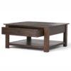 Monroe - Square Coffee Table - Distressed Charcoal Brown - Image 2
