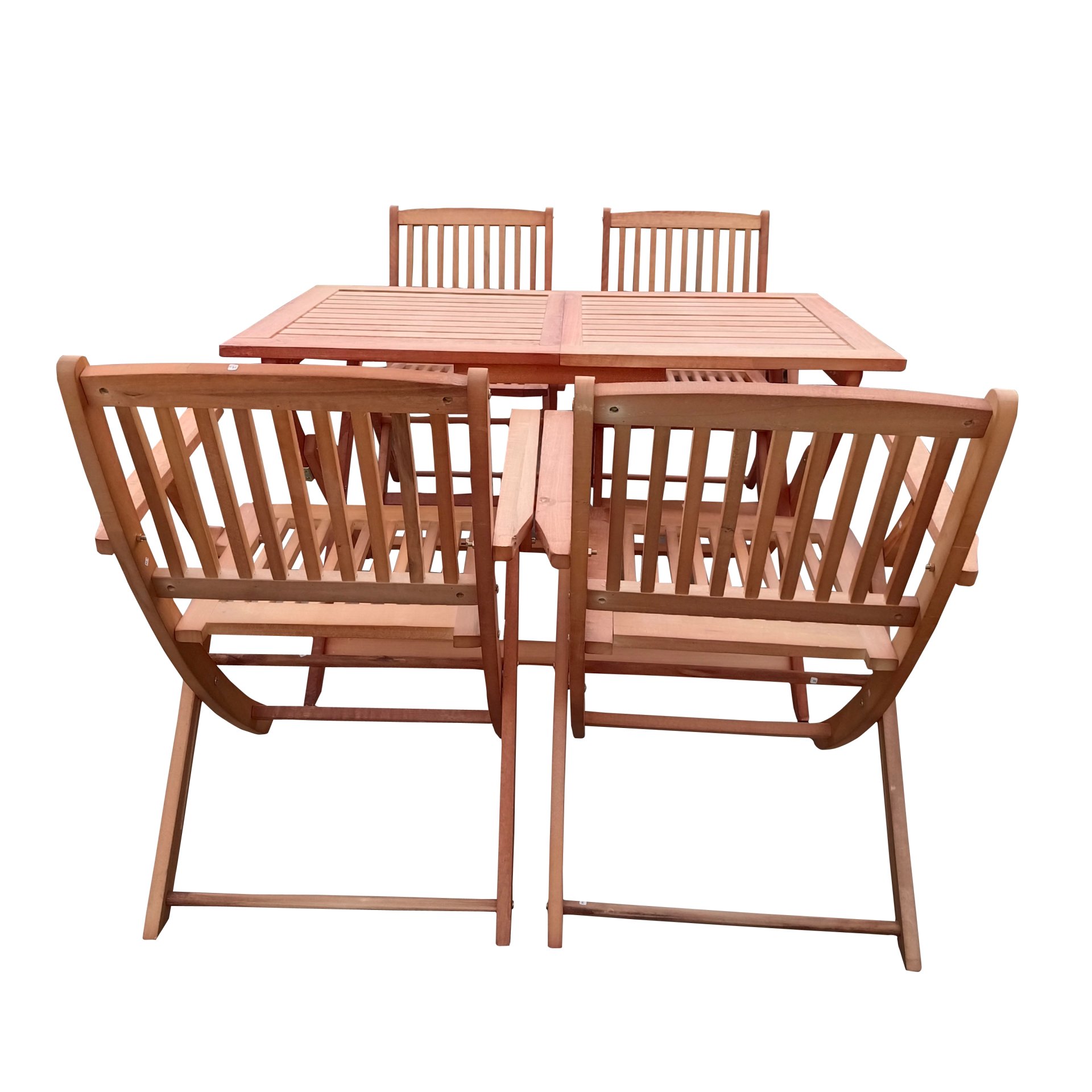 5 Piece Patio Dining Set, 4 Folding Chairs & 1 Dining Table, Indoor And Outdoor Universal - Teak - Image 5