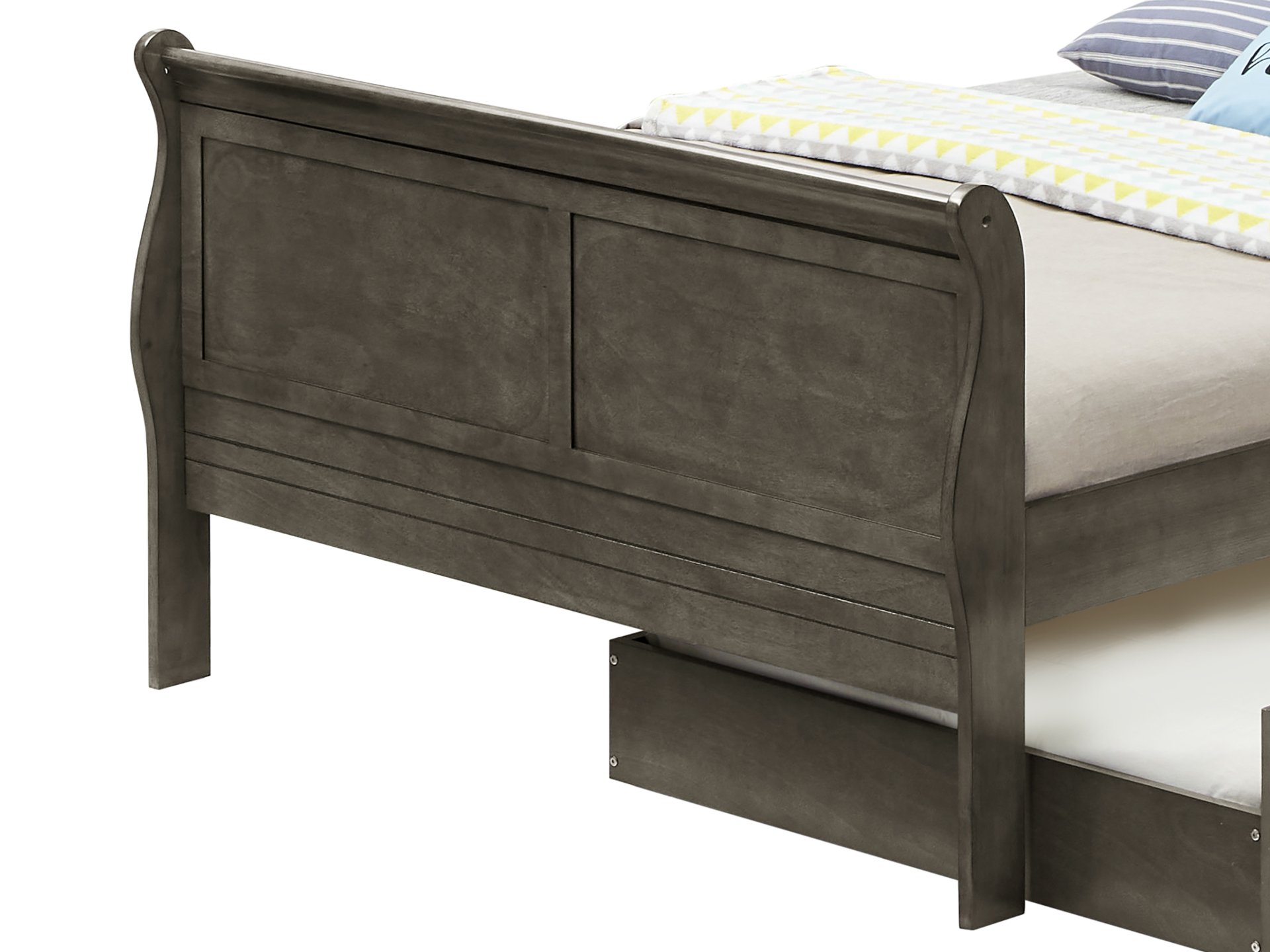 Full Elegant Trundle Bed With Timeless Charm - Gray - Image 4