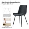 Modern Dining Chair Set With Curved Cushion And Metal Legs For Comfort (Set of 4) - Black - Image 8