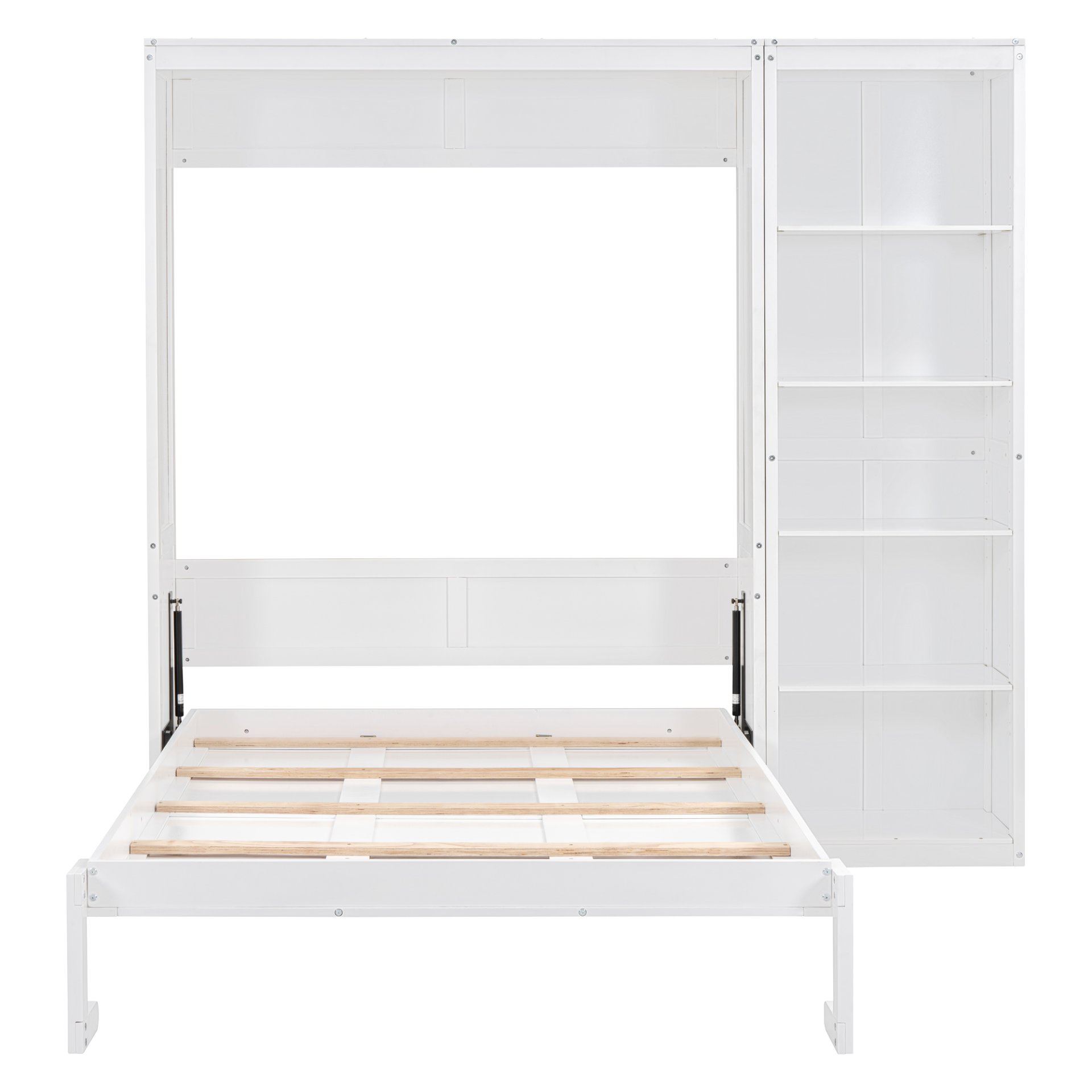 Full Size Murphy Wall Bed With Shelves - White - Image 5