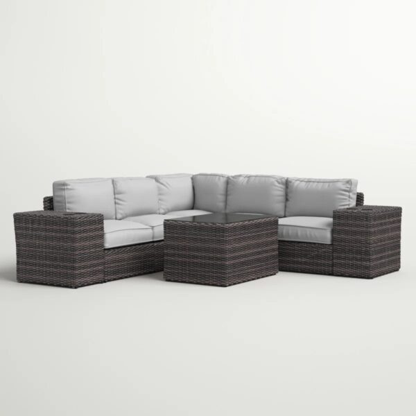 4 Seat Patio Furniture Set With Cushions, All Weather - Gray Mix