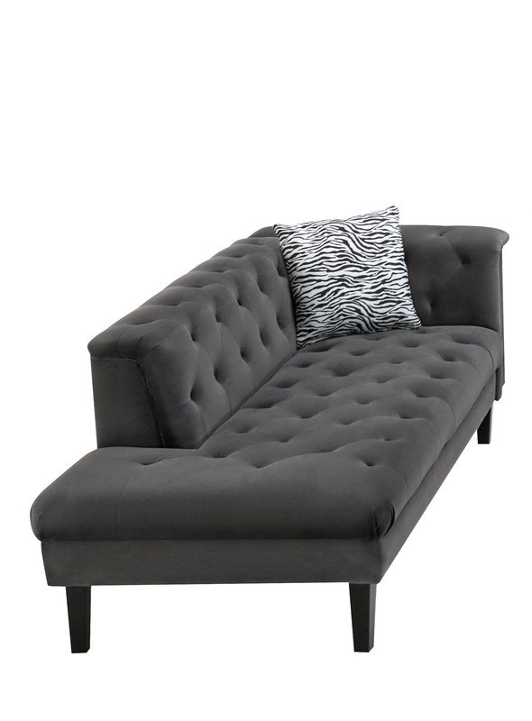 Mary - Velvet Tufted Chaise With 1 Accent Pillow - Dark Gray - Image 2
