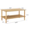 Modern 2 Tier Coffee Table For Living Room Furniture, Rectangular Center Table With Open Storage Shelf, Rounded Rubberwood Legs - Burly Wood - Image 3