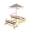 Naturally Playful Kids Picnic Table With Umbrella, Indoor / Outdoor Fun - Blue / White Stripes - Image 3