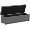 Avalon - Extra Large Storage Ottoman Bench - Stone Gray - Image 2