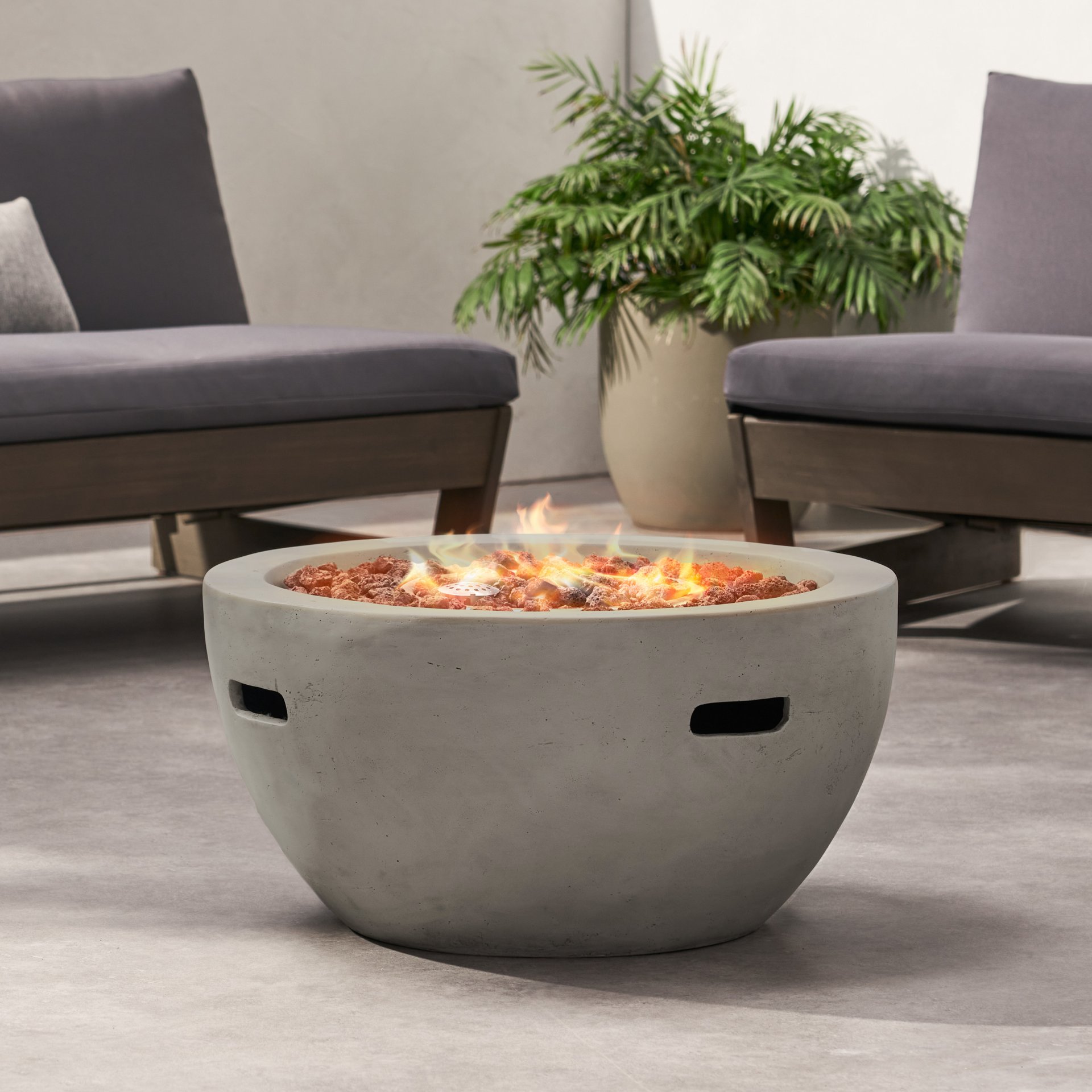 Bowl Shaped Propane Fire Pit 40000 Btu (Tank Cover Not Included) - Light Gray - Image 7