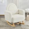 Accent Rocking Chair With Curved Back & Pillow, Base, Ultimate Comfort For Living Room Or Nursery - Cream White - Image 4