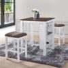 3 Pieces Counter Set Storage Space For Small Space Modern Farmhouse Design Retro Design Easy To Assembly - Antique Dark Oak / Antique White - Image 2