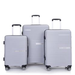 Hardshell Suitcase Double Spinner Wheels Pp Luggage Sets Lightweight Durable Suitcase With Tsa Lock, 3 Piece Set (20/24/28) - Silver