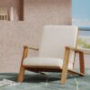 Patio Lounge Chair, Outdoor Club Chair With Cushion And Frame - Beige - Image 5