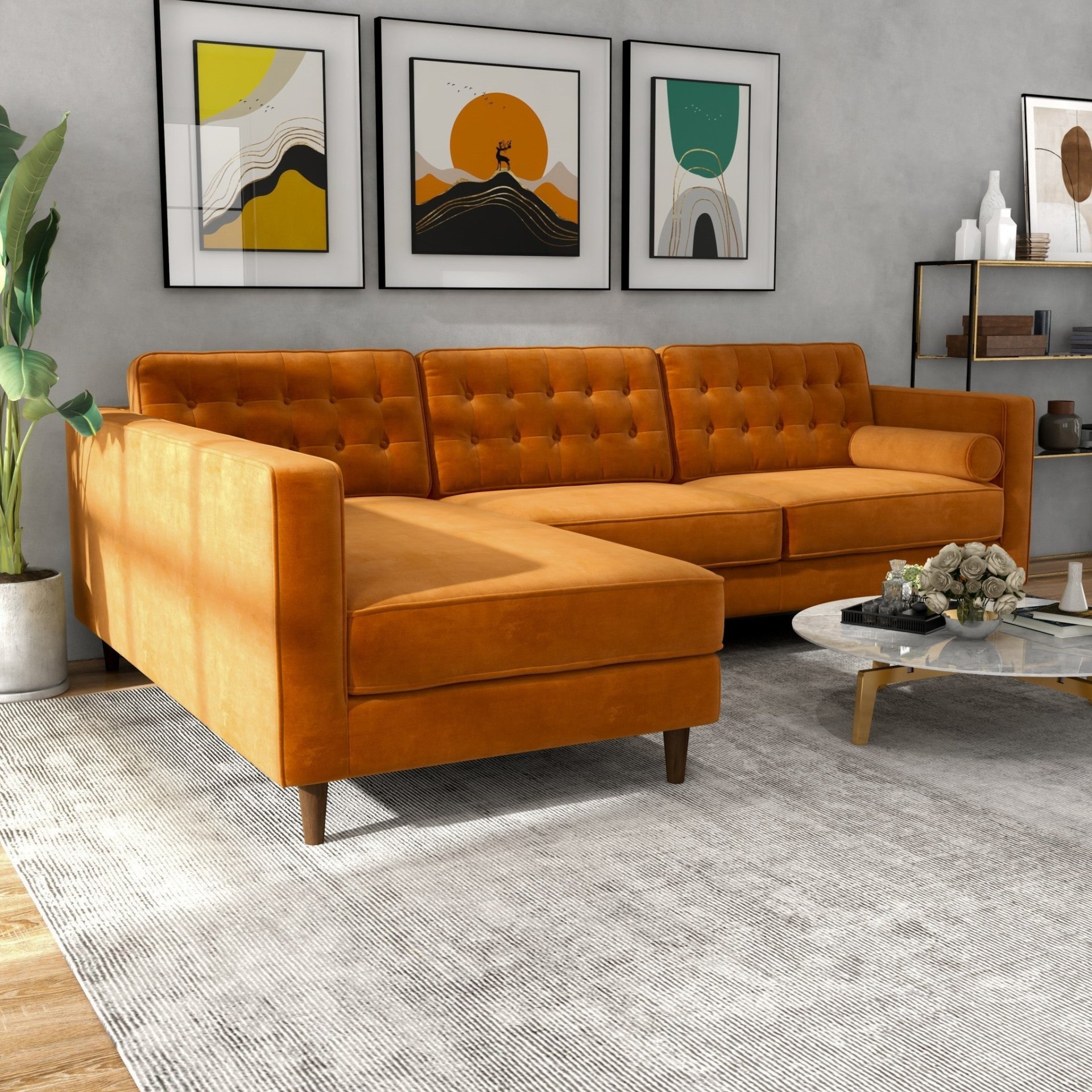 Christian - Sectional Sofa Left Facing - Burnt Orange - Image 9