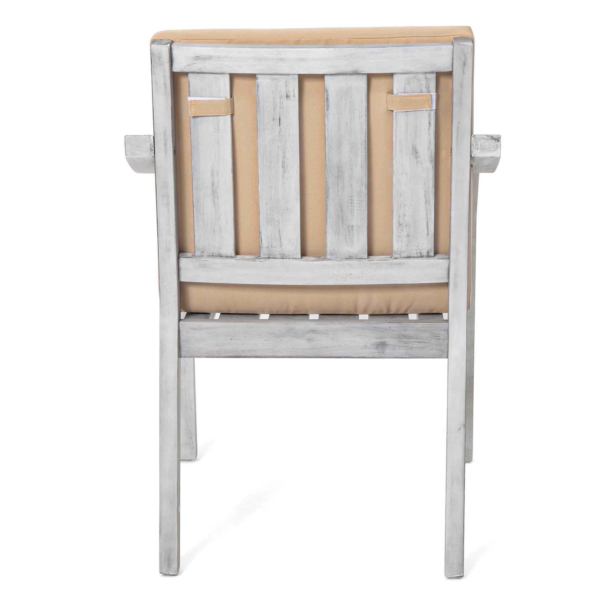 6 Person Outdoor Wooden Dining Set With Umbrella Hole And Removable Cushions For Patio - Gray - Image 21