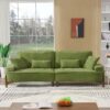 Cloud Velvet Deep Seated Sofa With Pillows - Green - Image 2