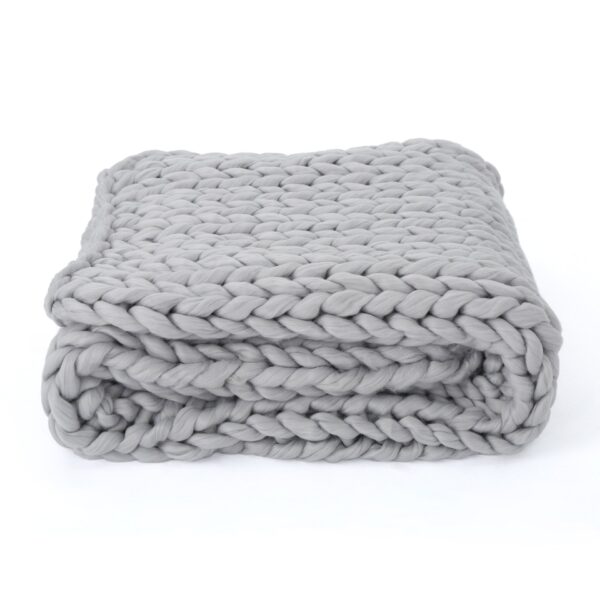 Charming Acrylic Throw Blanket With Knitted Design - Silver