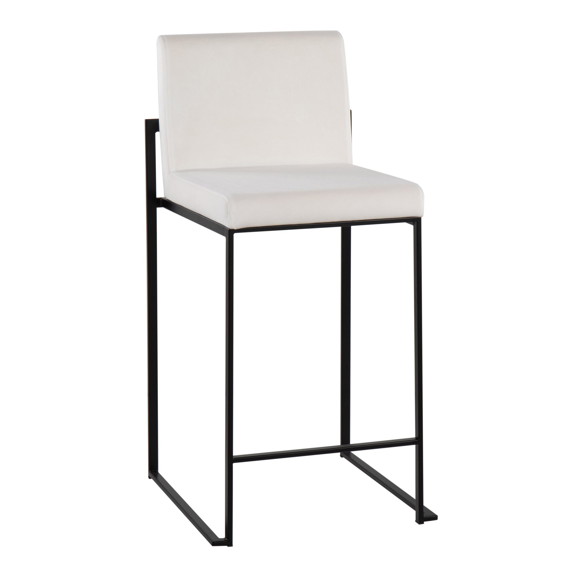 Fuji - Contemporary High Back Counter Stool (Set of 3) - White / Black - Image 2