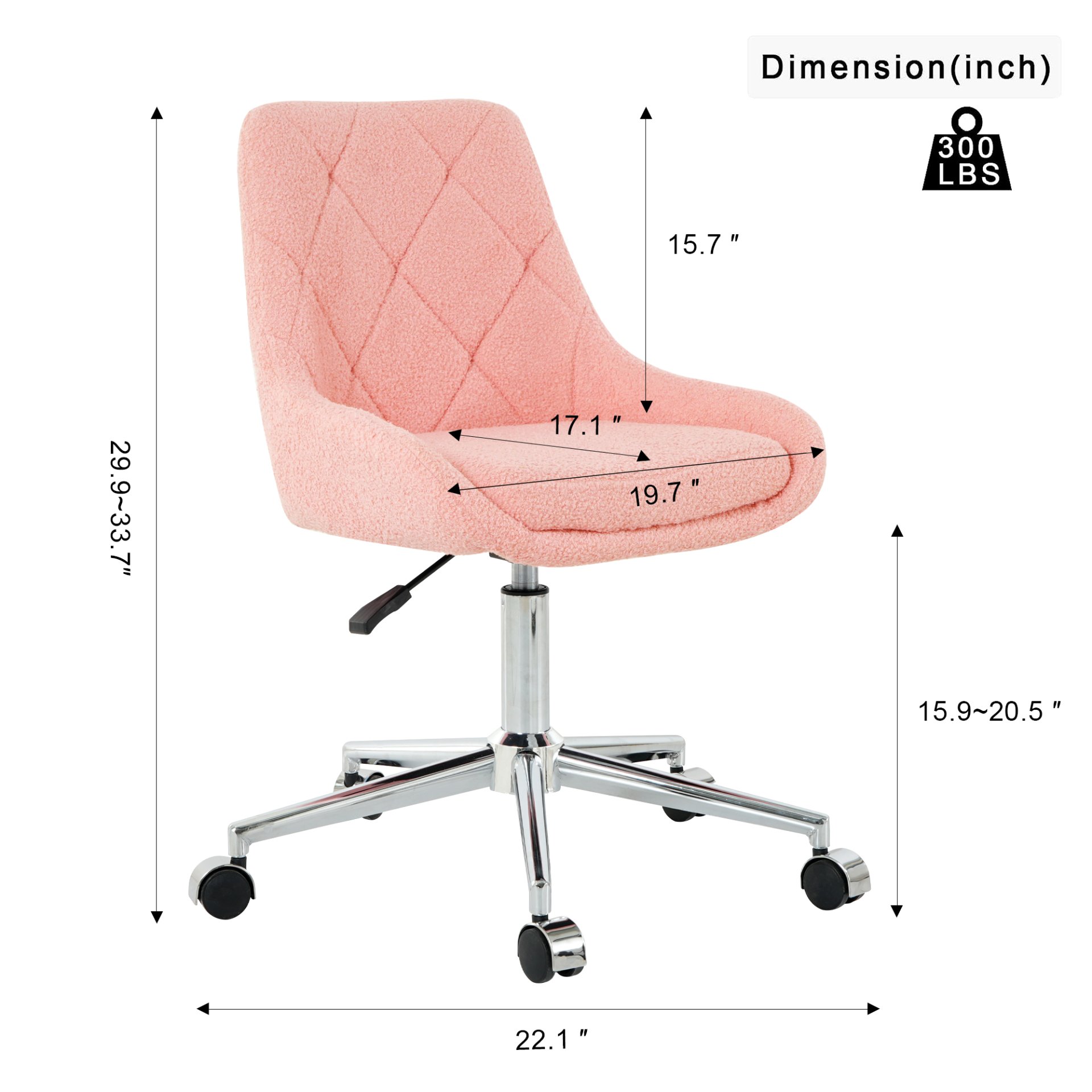 Modern Teddy Velvet Fabric Dining Chair With Golden Electroplated Legs, Soft And Comfortable, Adjustable And Space Saving - Pink - Image 3