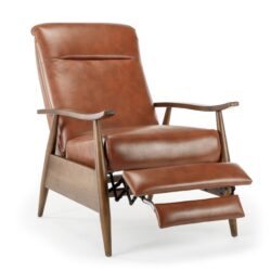 Sarasota - Wood Arm Push Back Recliner With Wood Arms - Caramel