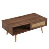 Rattan Coffee Table Sliding Door For Storage Legs Modern Table For Living Room - Walnut - Image 13