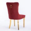 Nikki - Modern, High-End Tufted Solid Wood Contemporary Velvet Upholstered Dining Chair With Golden Stainless Steel Plating Legs, Nailhead Trim (Set of 2) - Burgundy - Image 7