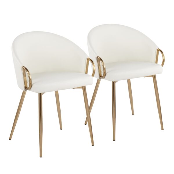 Claire - Contemporary / Glam Chair (Set of 2) - Gold / White