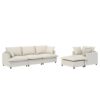 3 Piece Living Room Set Modular L Shaped Sectional Couch Upholstered, 3 Seater Sofa & Armchair & Movable Ottoman 5 Seat - Beige - Image 3