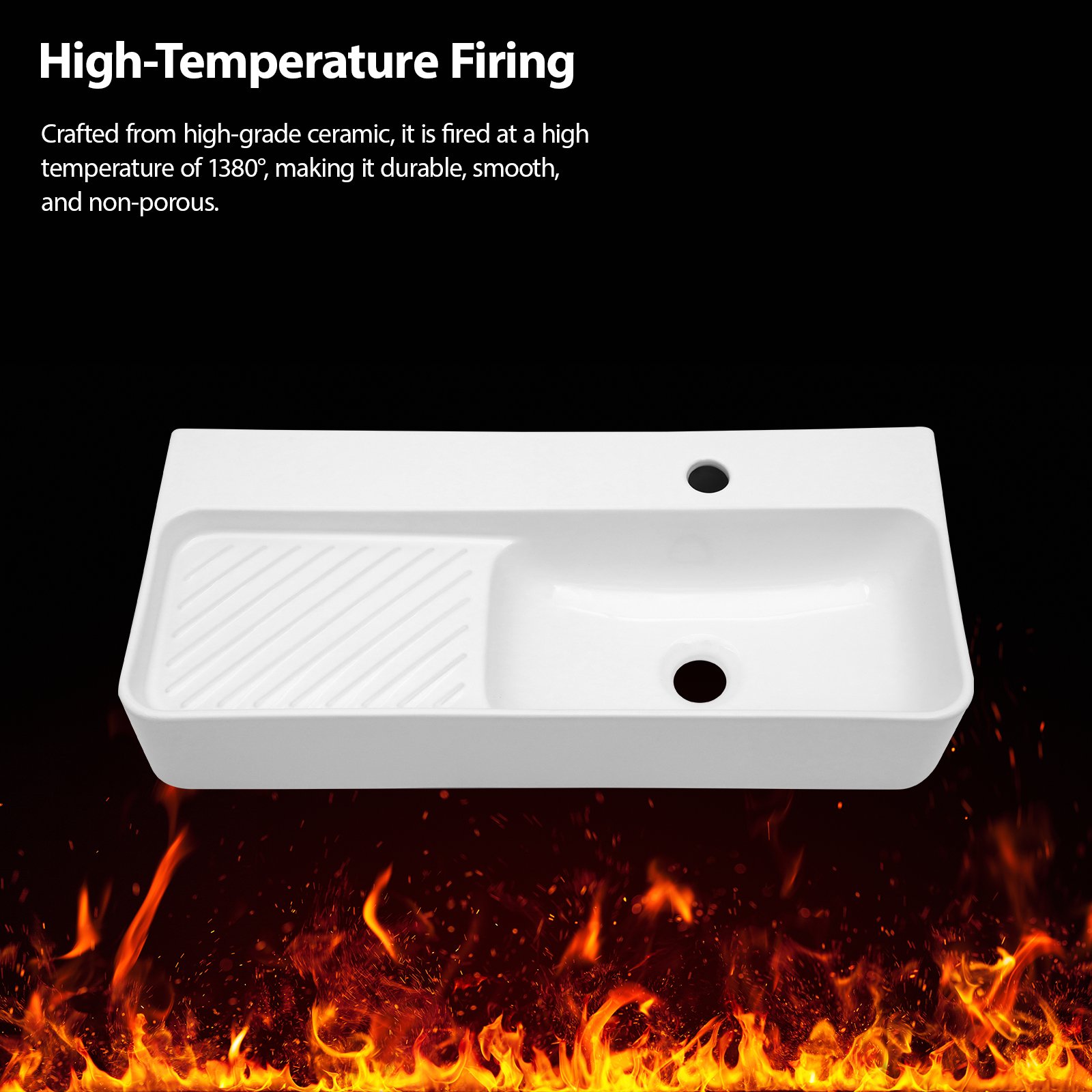 Inspired Console Sink With Built In Washboard, Overflow & Sleek Legs, 28" X 12" - White / Black - Image 7