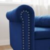 Chaise Lounge Indoor, Velvet Lounge Chair For Bedroom With Storage & Pillow, Modern Upholstered Rolled Arm Chase Lounge For Sleeping With Nailhead Trim For Living Room Bedroom Office - Navy Blue - Image 7