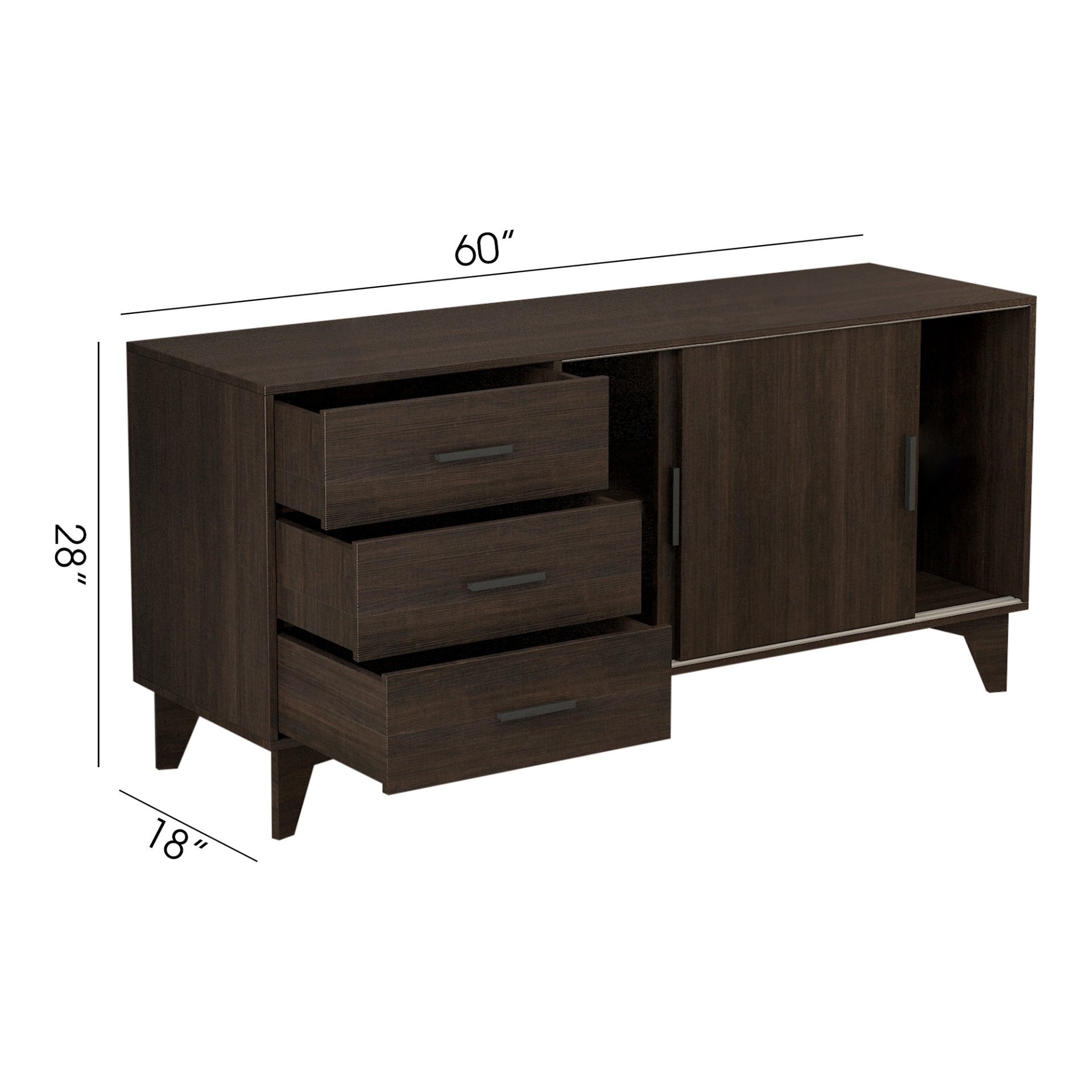 Parker - TV Stand With Sliding Doors And Drawers - Dark Brown - Image 3