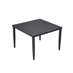 Outdoor Patio Square Dining Table With Tapered Feet & Umbrella Hole - Ember Black