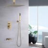 10" Rain Shower System With Stainless Steel Faucet Sets - Brushed Gold - Image 2