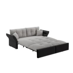 Queen Pull Out Sofa Bed, 3 In 1 Convertible Sleeper Tufted Sofa With 2 Soft Pillows - Gray