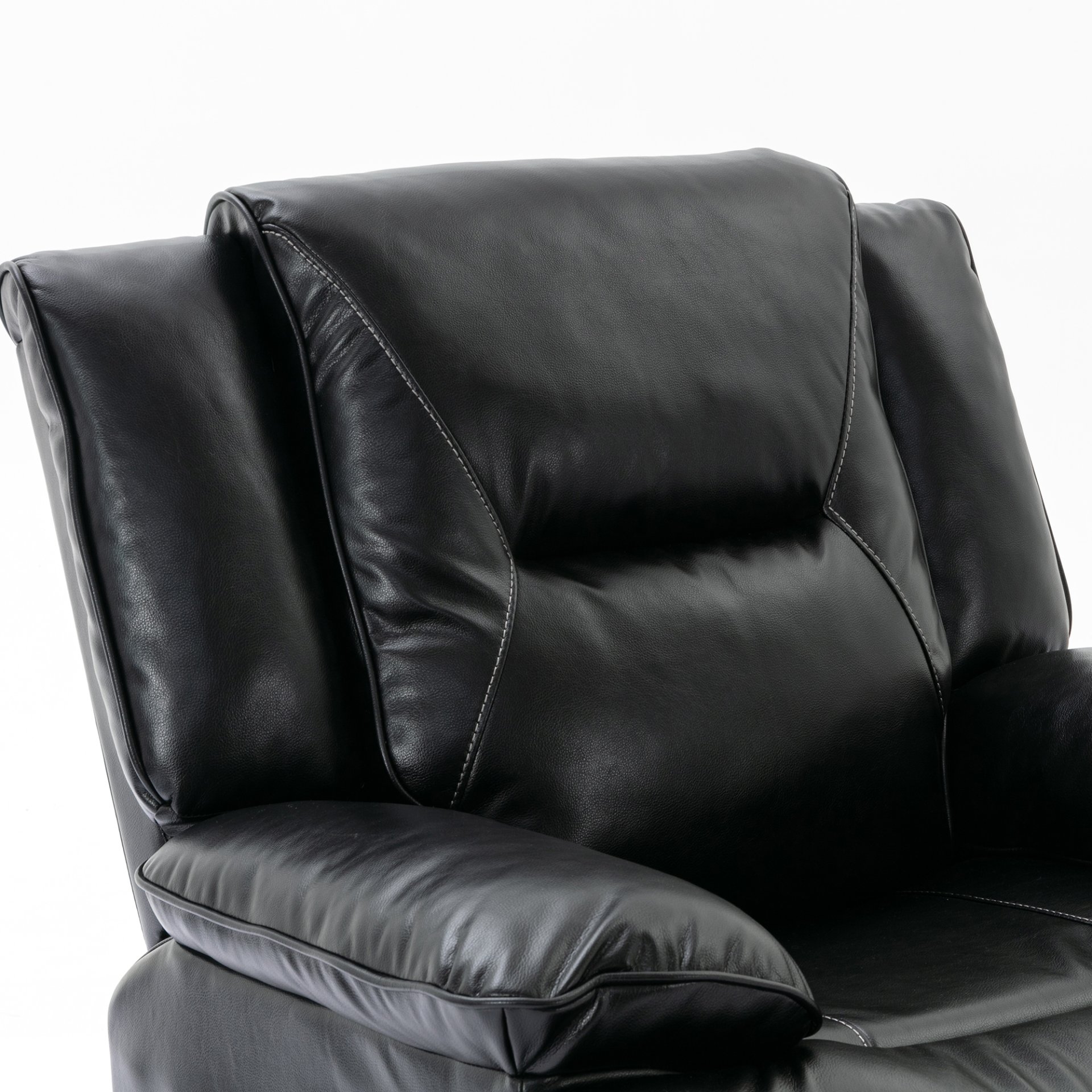 3 Seater Home Theater Recliner Manual Recliner Chair With A Led Light Strip Two Built-In Cup Holders For Living Room - Black - Image 19
