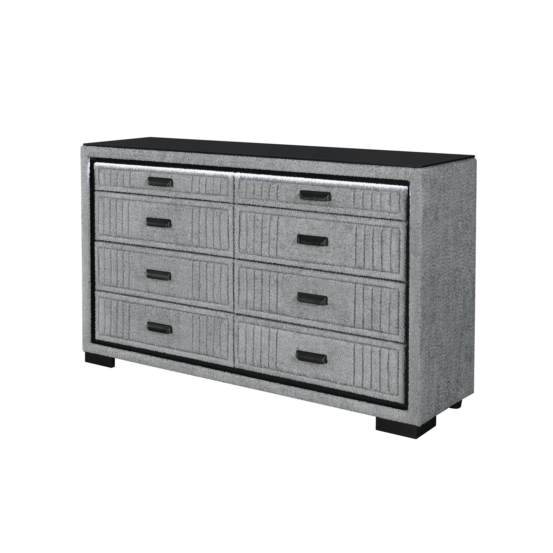 Isaiah - Upholstered Dresser With LED Lighting - Gray - Image 5