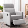 Modern Upholstered Rocker Nursery Chair Plush Seating Glider Swivel Recliner Chair - Gray - Image 2