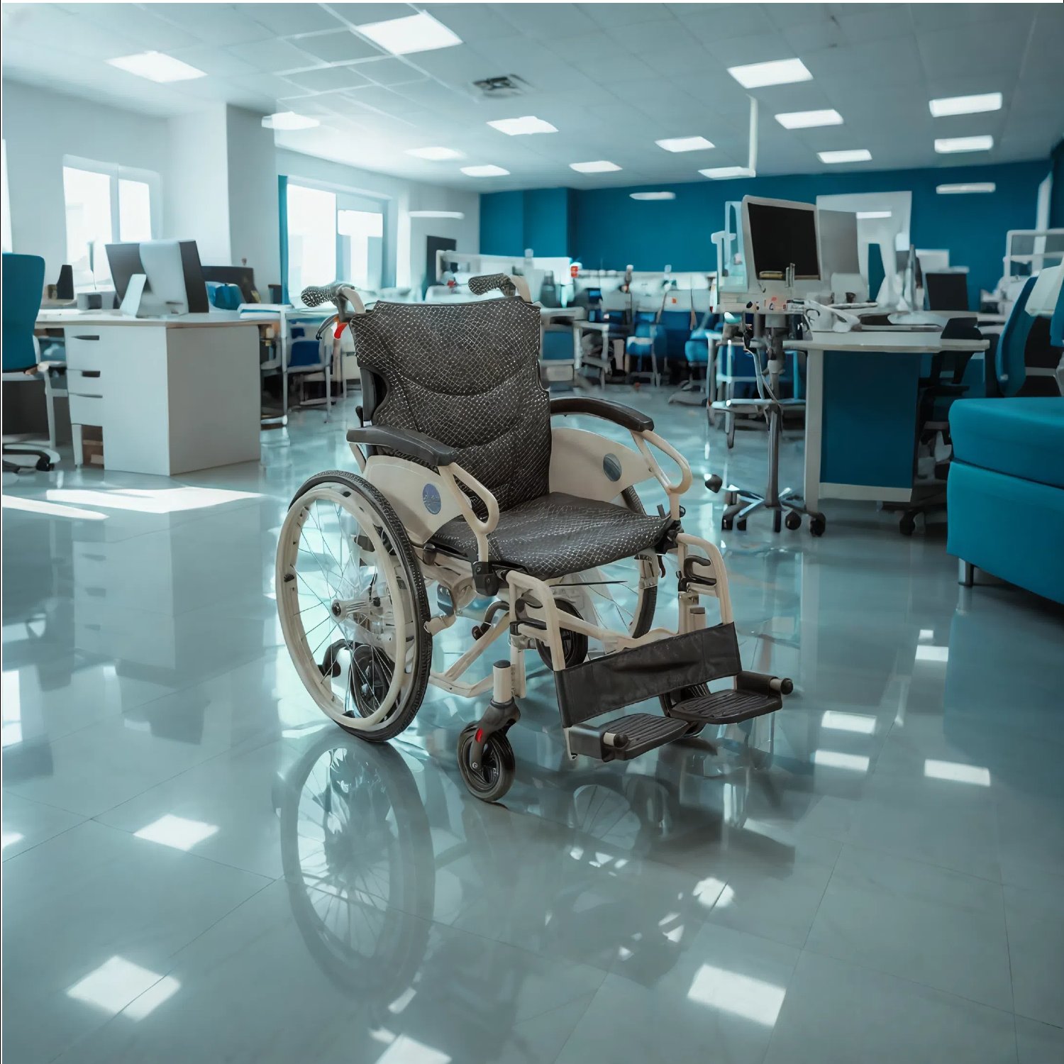 Innovative 6 Wheel Transport Wheelchair Lightweight Foldable Design With Dual Brakes Breathable Seat Anti Backflip Safety Perfect - Black / Silver - Image 2
