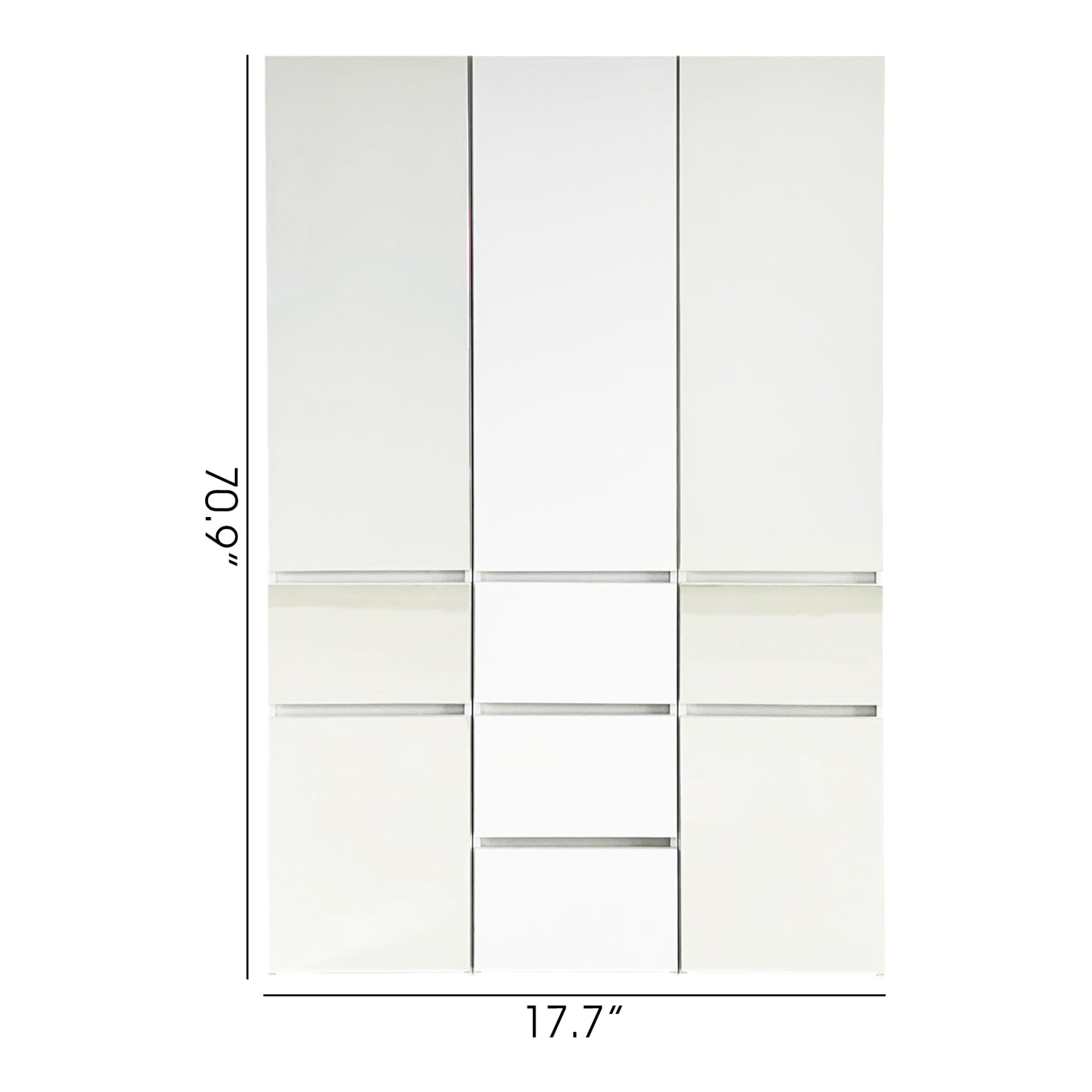 Elise - Modular Wood Closet System With Mirror In Versatile Storage Solution - White - Image 3