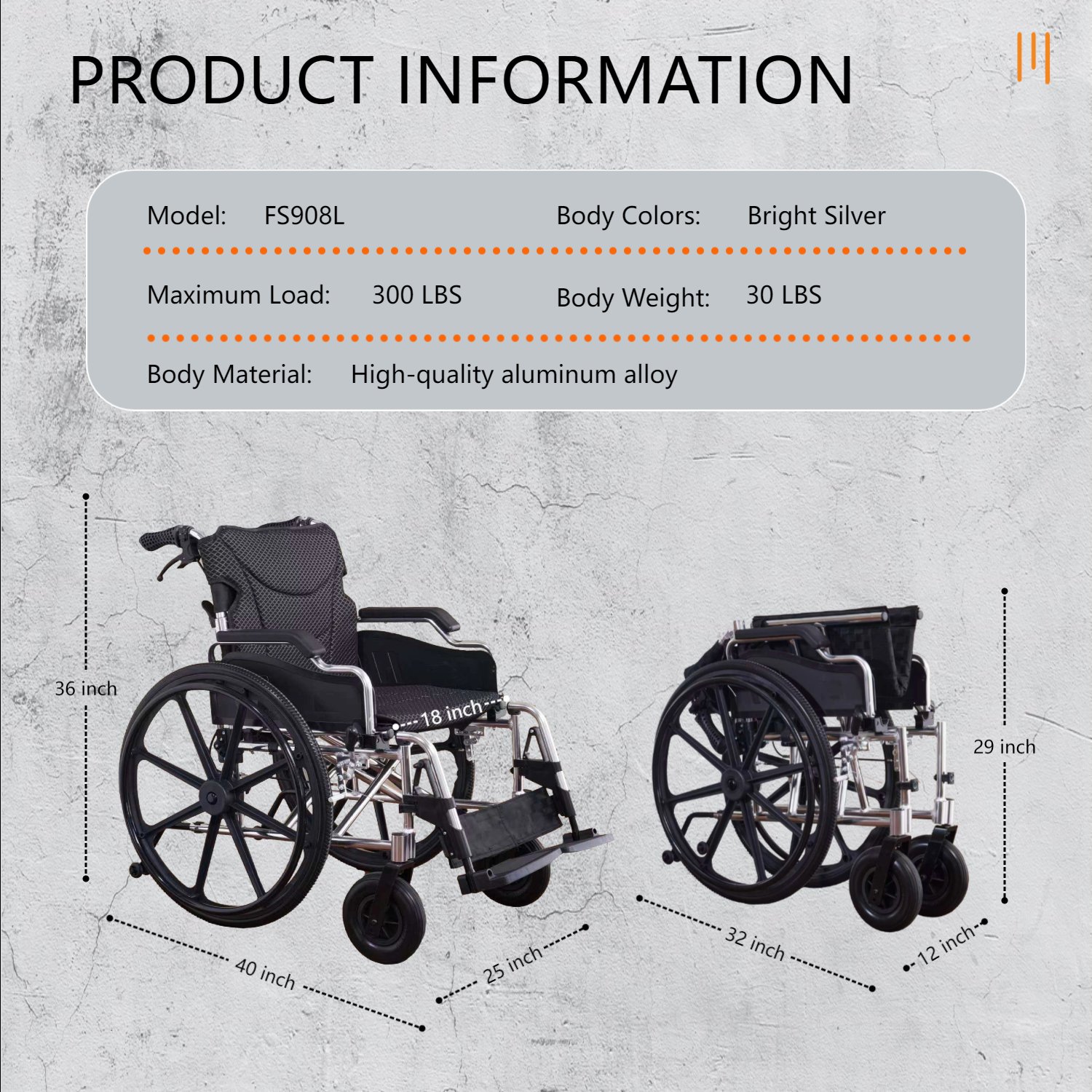 Lightweight Foldable Transport Wheelchair With Double X Force Support And Anti Backflip Device 18" Seat 300Lbs Capacity - Black / Silver - Image 11