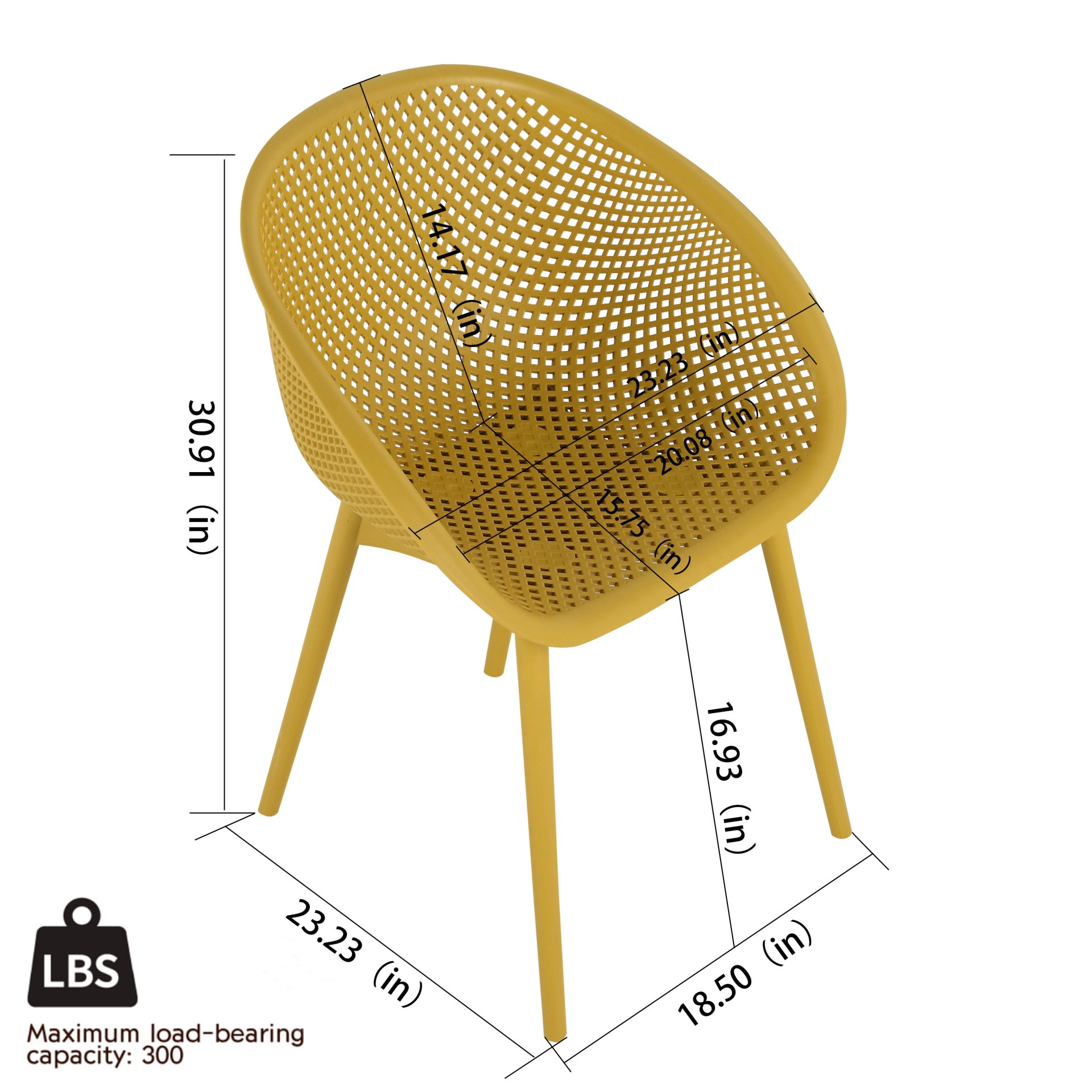 2 Piece Durable Single Chair With Mesh Hollow Out Design -Yellowish Brown - Image 3